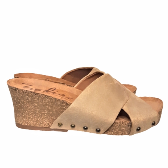 Zodiac Mila Cork Wedge Summer Slide Sandal in Sand Beige Flip Flop Thong boho - Picture 5 of 10